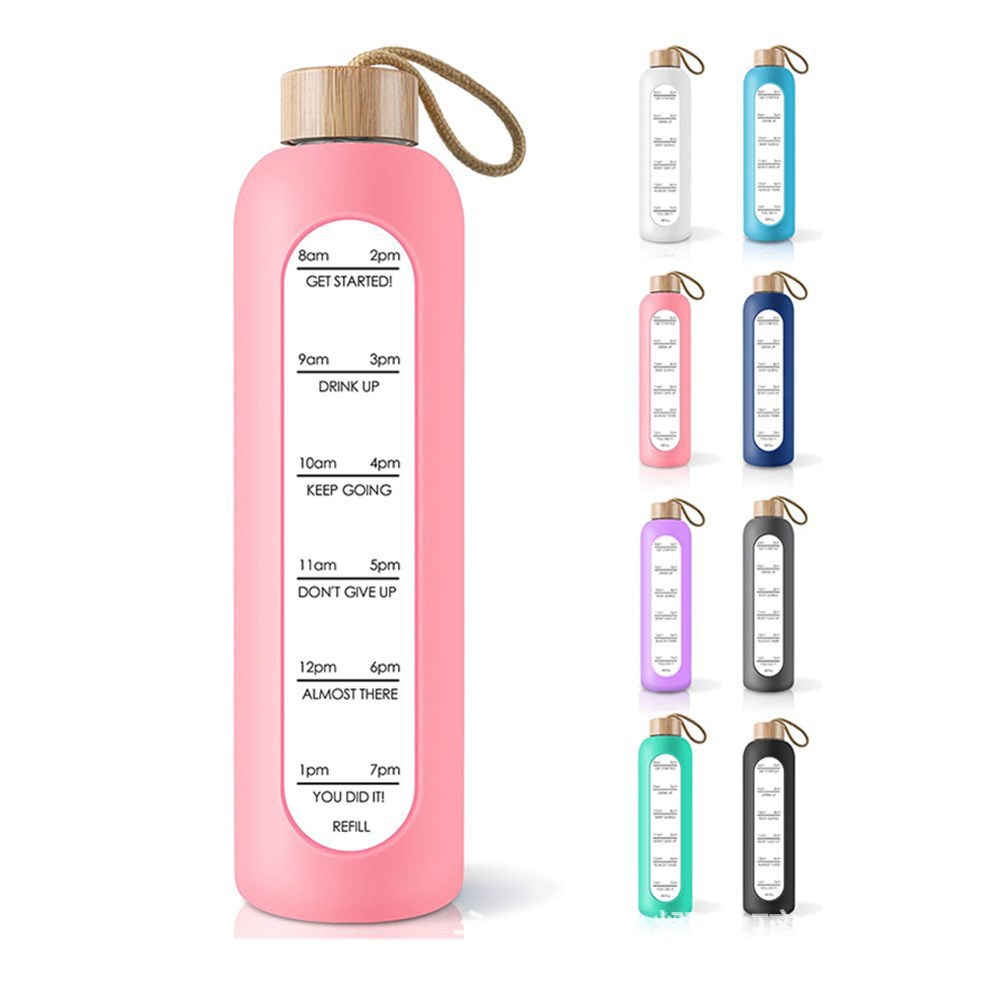 Large Capacity Portable Glass Water Bottle Single Layer High Temperature Resistance