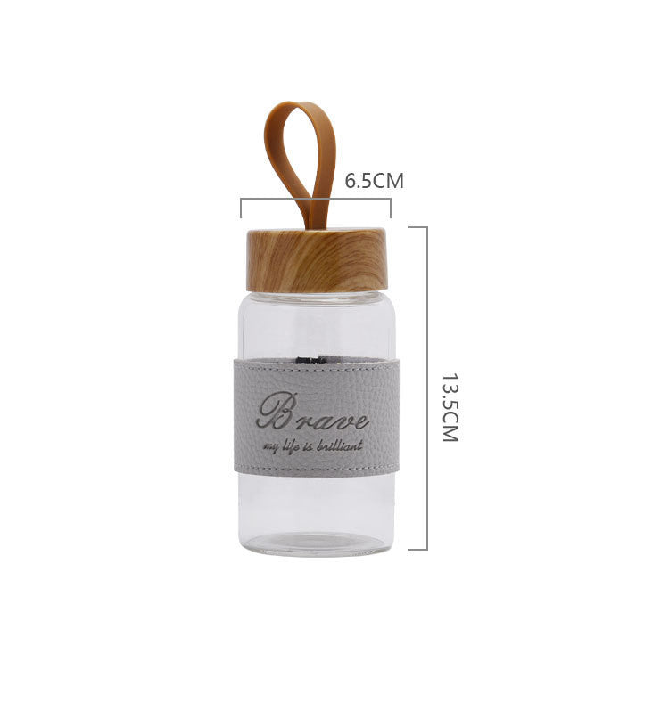 Outdoor sports portable glass water bottle