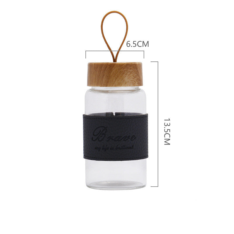 Outdoor sports portable glass water bottle