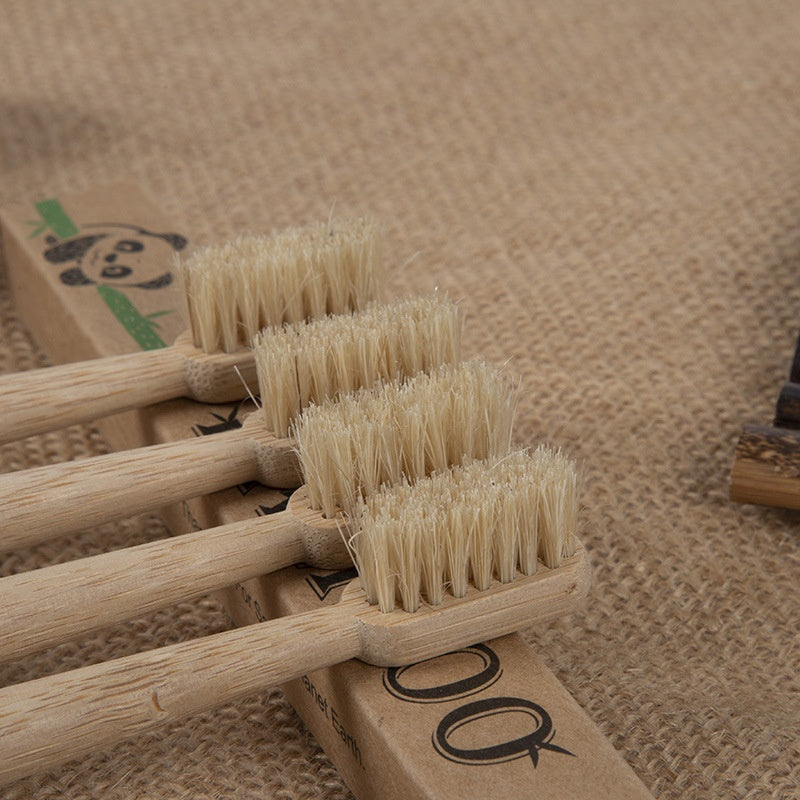 Bamboo Toothbrush Large Tail Cone Shaped Flocking Manual Bamboo Toothbrush