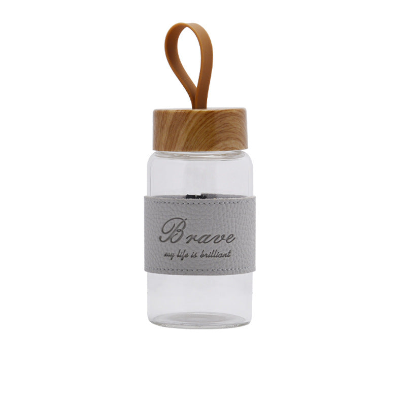 Outdoor sports portable glass water bottle
