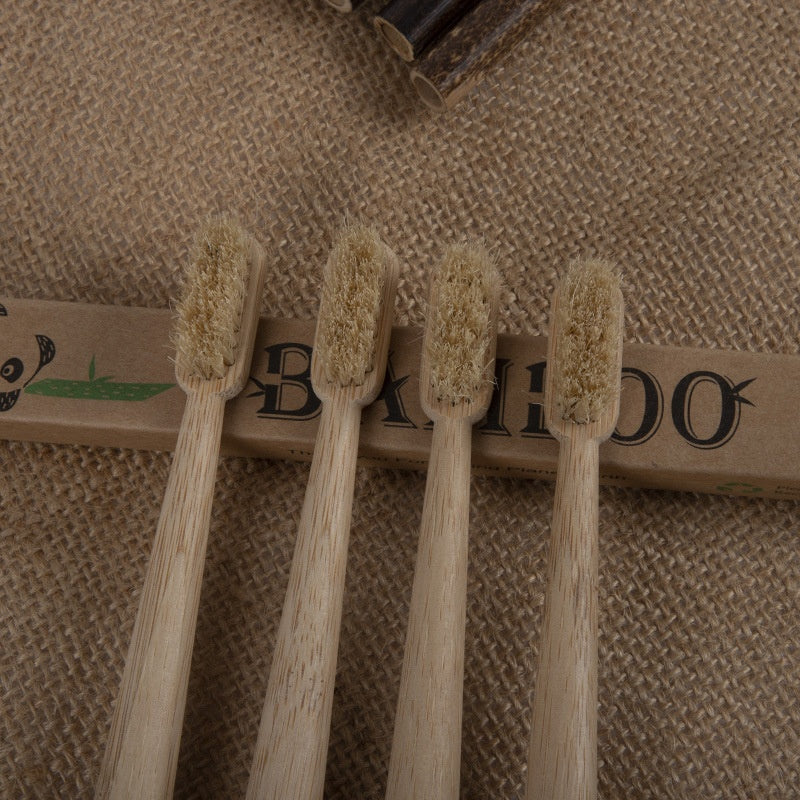 Bamboo Toothbrush Large Tail Cone Shaped Flocking Manual Bamboo Toothbrush