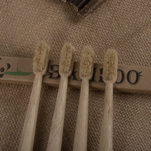Bamboo Toothbrush Large Tail Cone Shaped Flocking Manual Bamboo Toothbrush